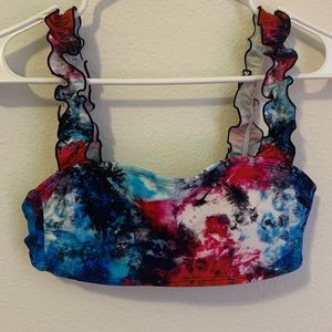 tie-dye scrunch strap rectangle bikini top